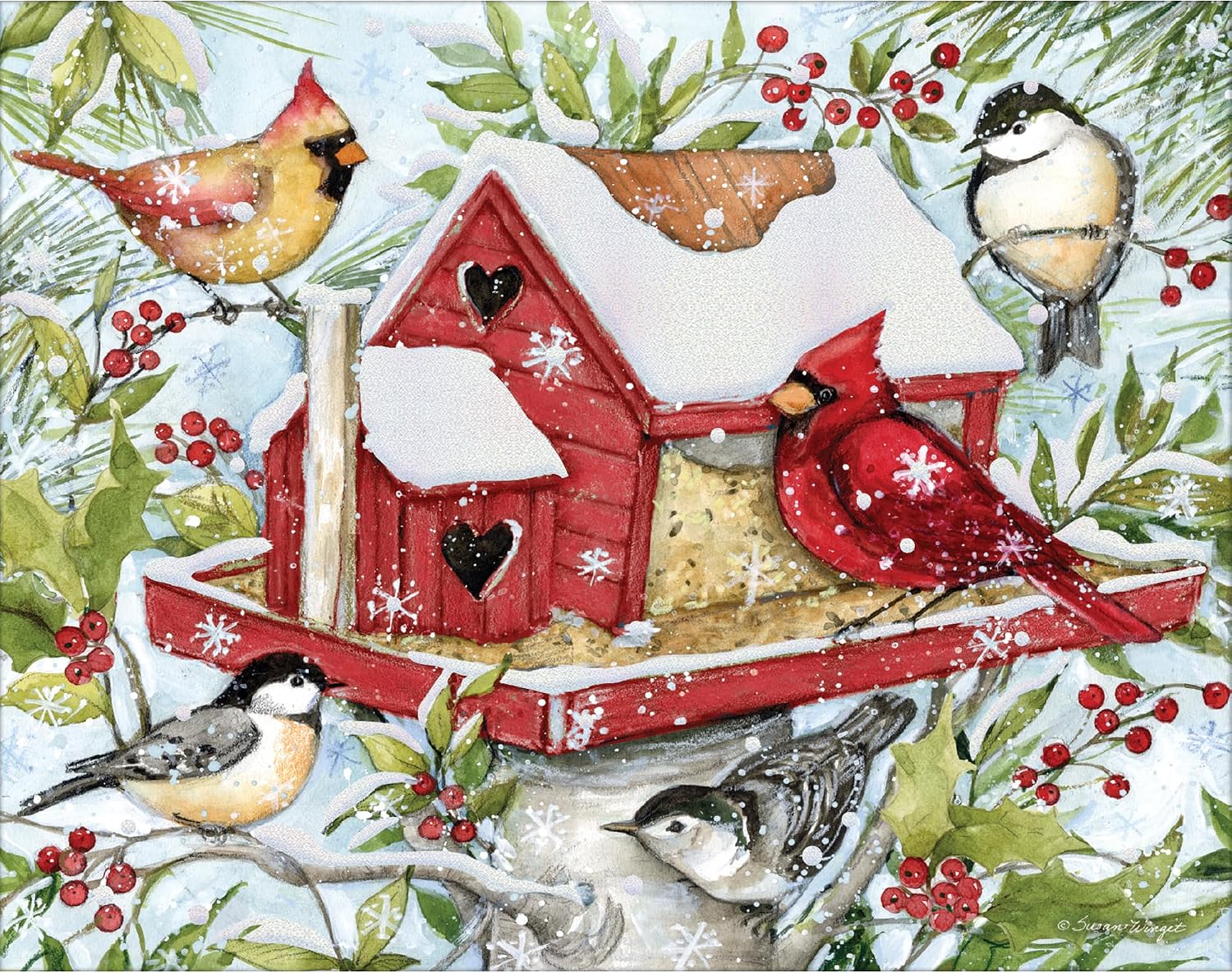 Card Christmas Winter Birds Assorted 18Pk  1008129