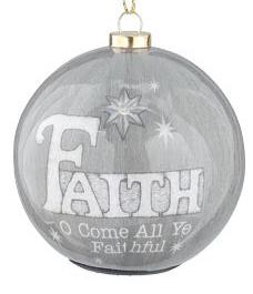 Christmas Ball Ornament Illuminates 3" Love, Peace, Faith 3 Styles Grey 9745326 