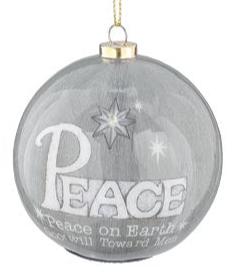 Christmas Ball Ornament Illuminates 3" Love, Peace, Faith 3 Styles Grey 9745326 