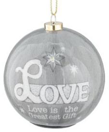 Christmas Ball Ornament Illuminates 3" Love, Peace, Faith 3 Styles Grey 9745326 