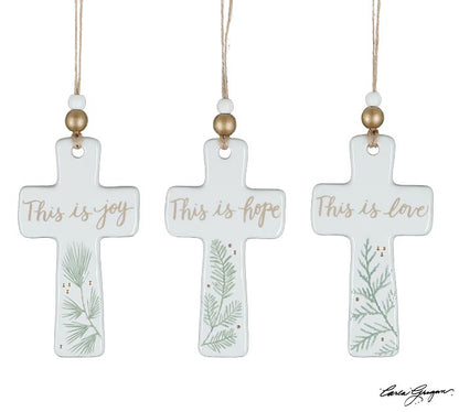 Christmas Cross Ornament 3 Saying's 5"  9745544