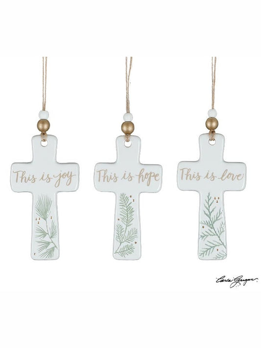Christmas Cross Ornament 3 Saying's 5"  9745544