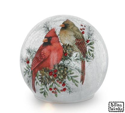 Christmas Ornament Lighted Cardinal Globe 4.75" 9748632 