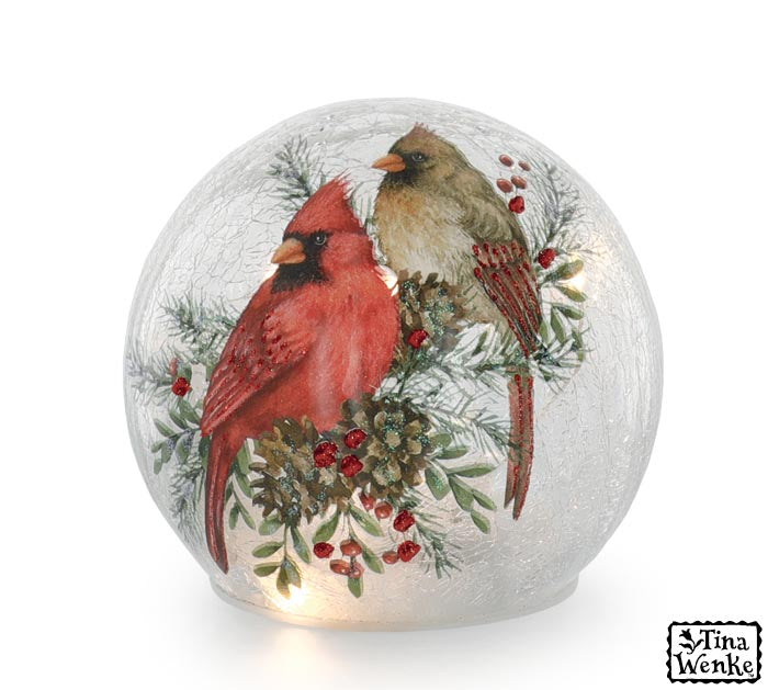 Christmas Ornament Lighted Cardinal Globe 4.75" 9748632 