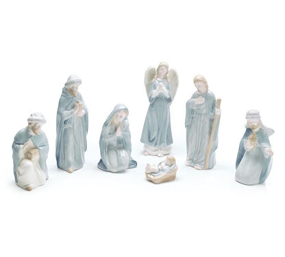 Christmas Nativity Set 7pc Light Blue Ceramic 9748732