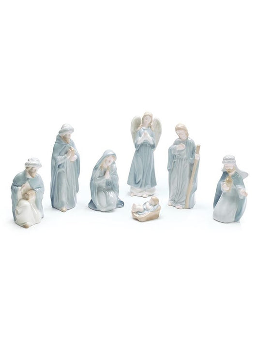Christmas Nativity Set 7pc Light Blue Ceramic 9748732