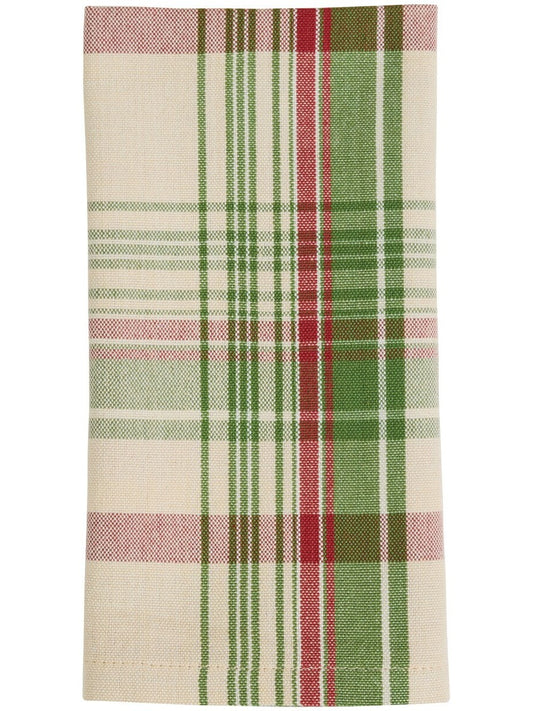 Cloth Napkin Up On The Hose Top Christmas Green/Red Plaid 18"x18" 9862-020