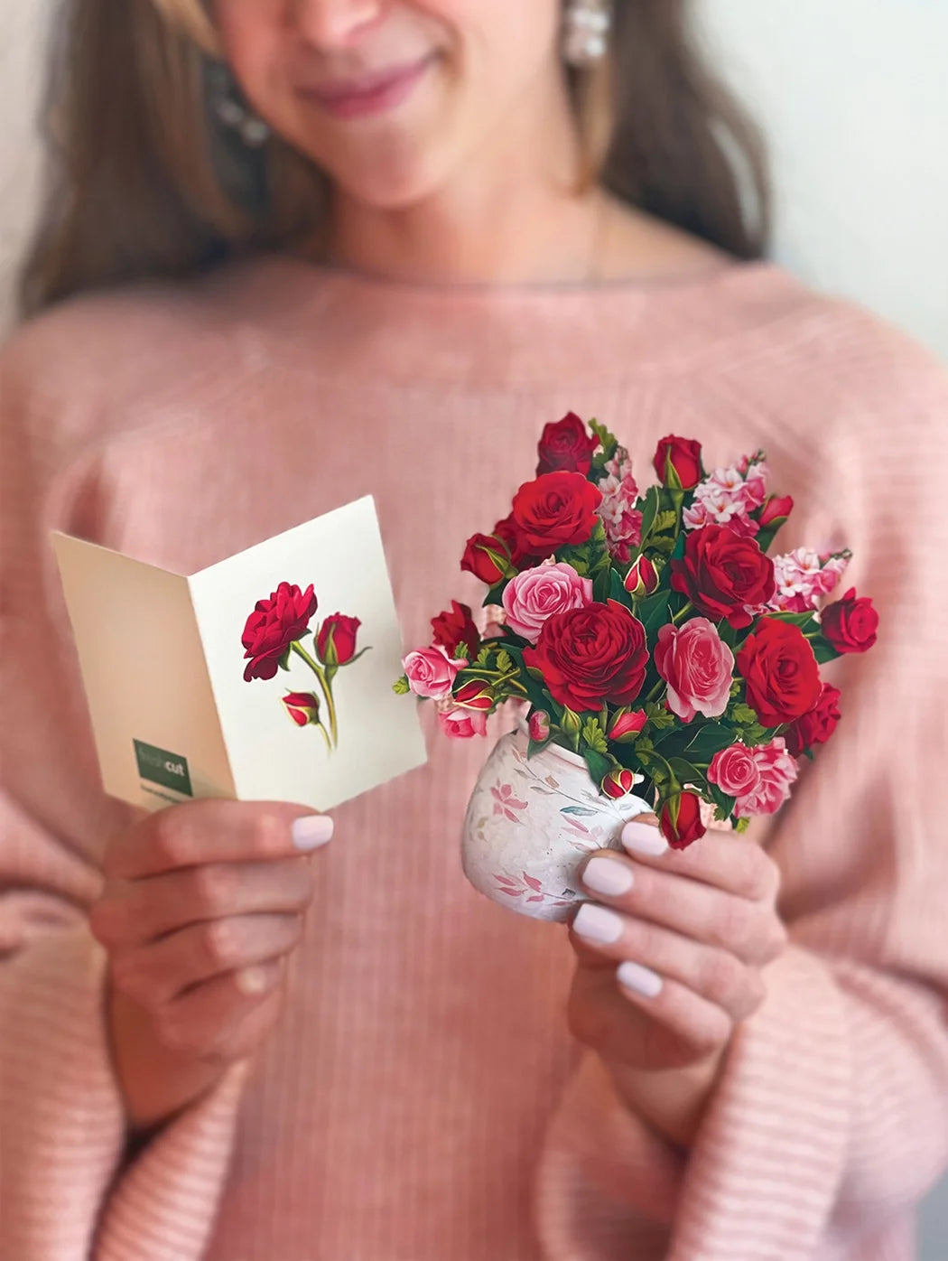 Flower's Boutique Paper Cards  Pop Up 6"Mini  Blooming Roses 7435
