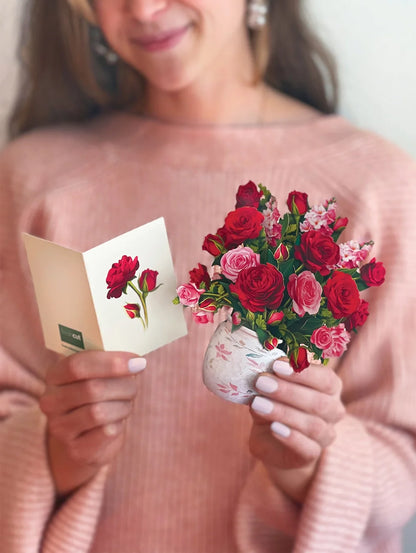 Flower's Boutique Paper Cards  Pop Up 6"Mini  Blooming Roses 7435