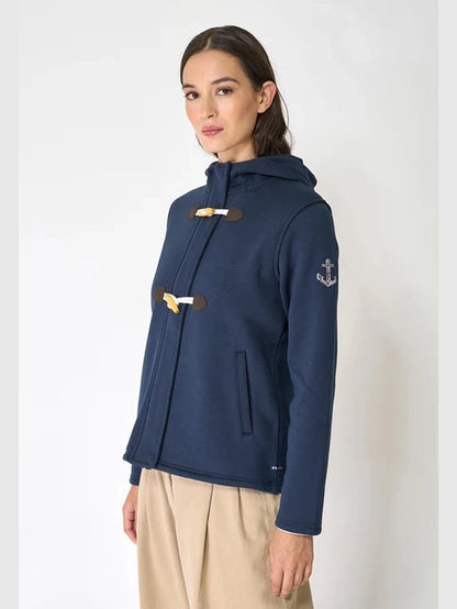  Hoodie Jacket Zipper Front 2 Pocket Navy Blue Bonded Terry Anchor Detail Women's A2389/Ma