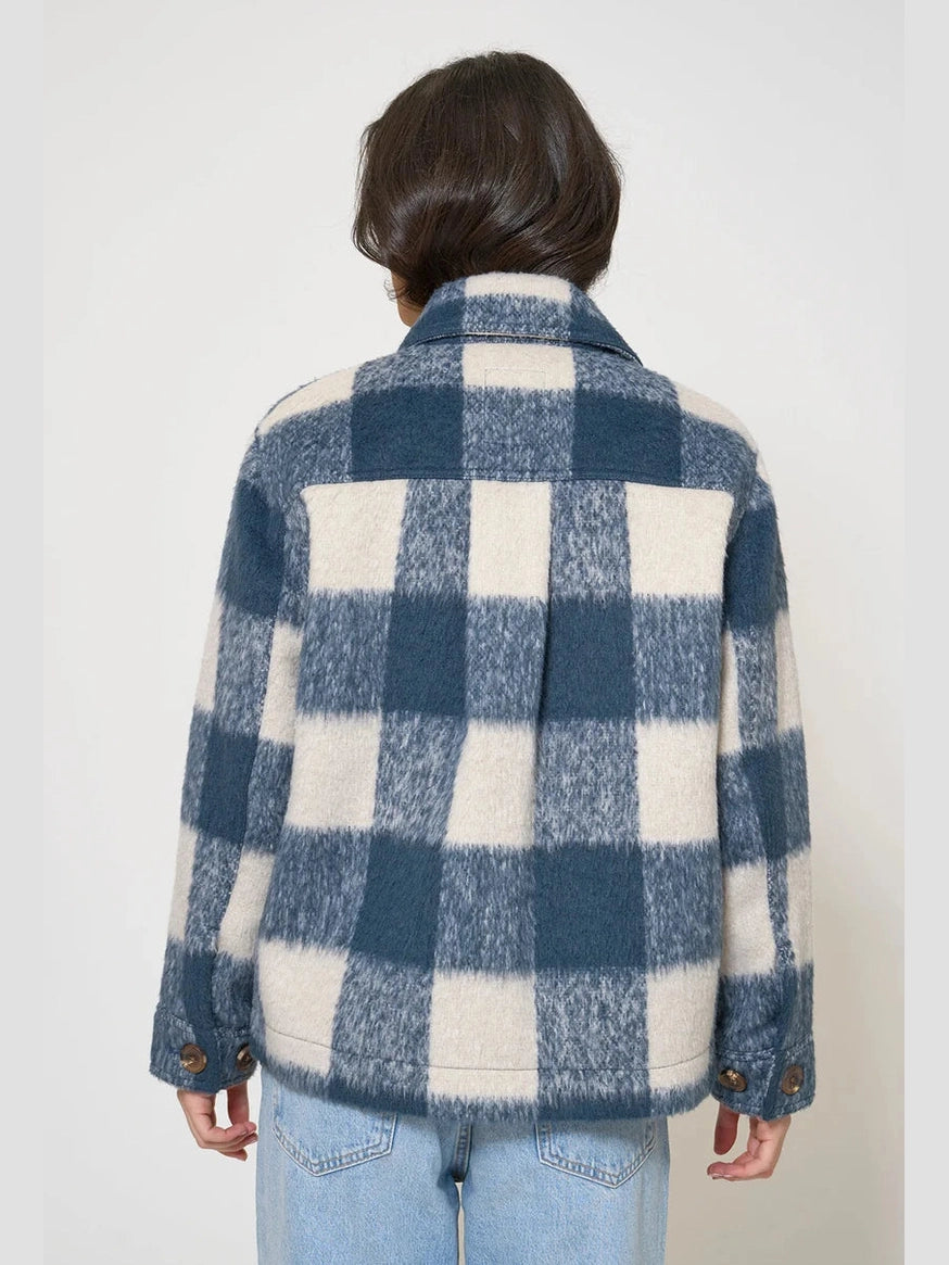 Jacket Blue/White Checked Overshirt 2 Pocket Women's A2529/MH
