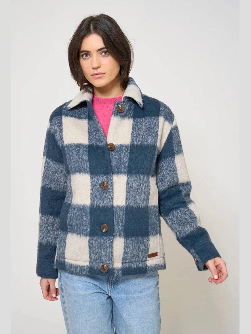 Jacket Blue/White Checked Overshirt 2 Pocket Women's A2529/MH