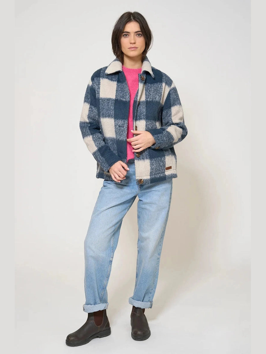 Jacket Blue/White Checked Overshirt 2 Pocket Women's A2529/MH