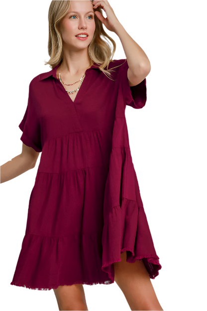 Dress Tiered Merlot A5365 