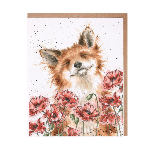 Card - ACS114 - Poppy Field Fox - Blank Inside 