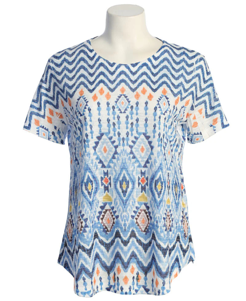 Jess & Jane-Aj4-1901 Soho Burnout Short Sleeve  Womens Top 