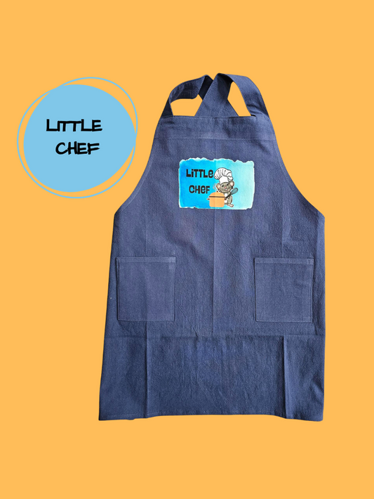 Child's Apron Blue  Cotton Cross Back Mouse Cooking Little Chef