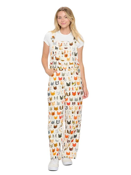 SM-Overalls Colorful Cat Face Print&nbsp; Women's Aw2433