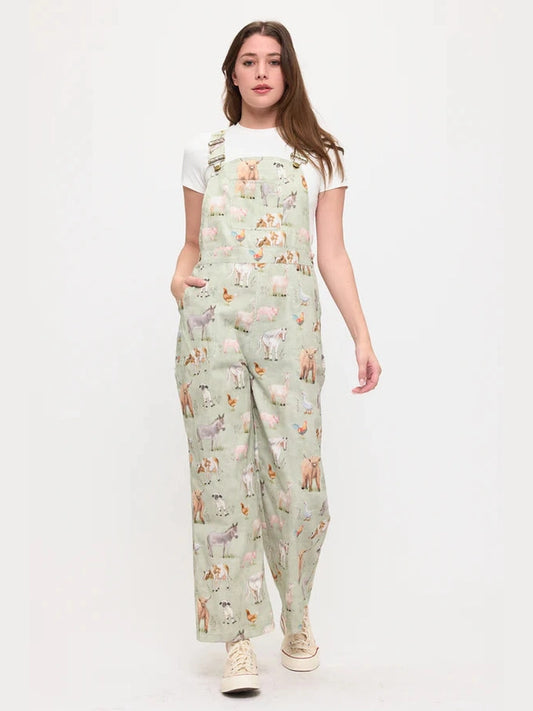 Overalls&nbsp; Green Farm Animal Print&nbsp; Women's SM26010