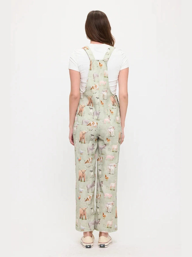Overalls&nbsp; Green Farm Animal Print&nbsp; Women's SM26010