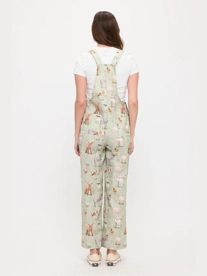 Overalls&nbsp; Green Farm Animal Print&nbsp; Women's SM26010