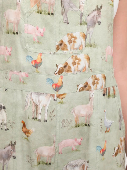 Overalls&nbsp; Green Farm Animal Print&nbsp; Women's SM26010