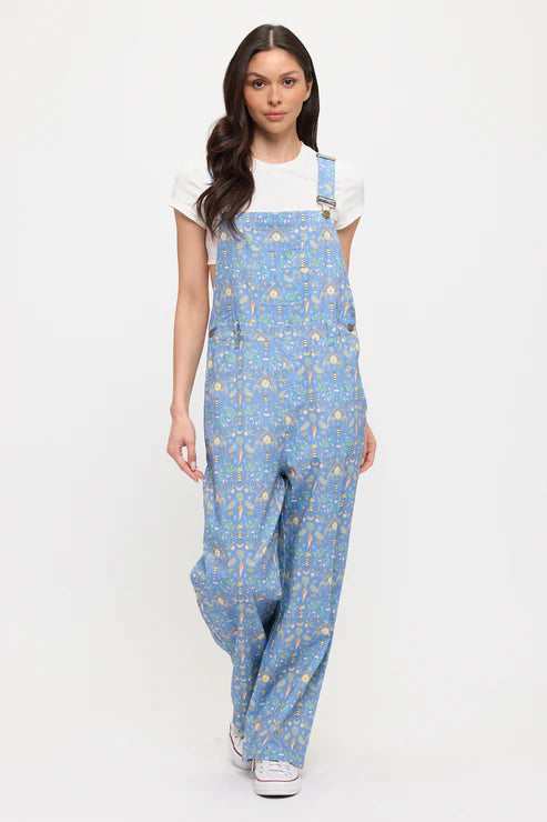 Overalls Bee Garden Blue Print&nbsp; Women's Sm2677