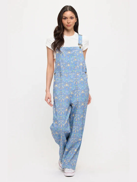 Overalls Bee Garden Blue Print&nbsp; Women's Sm2677