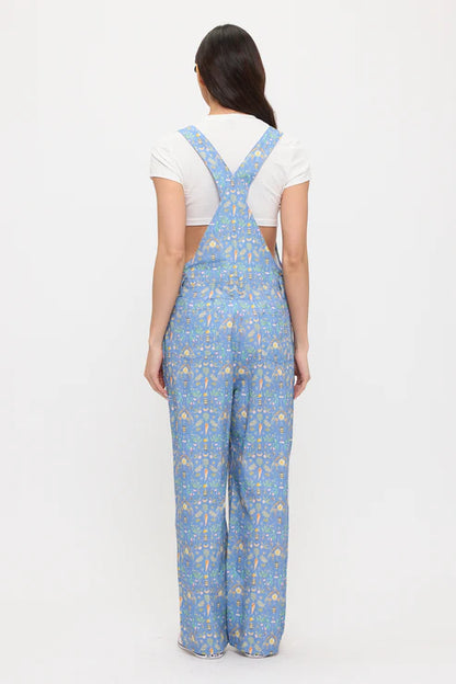 Overalls Bee Garden Blue Print&nbsp; Women's Sm2677