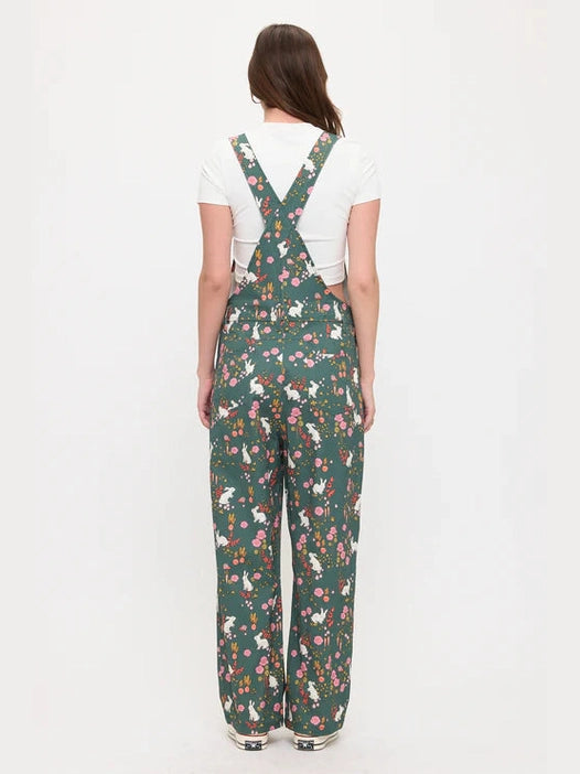 Overalls Green Floral Bunny Print  Women's SM26014
