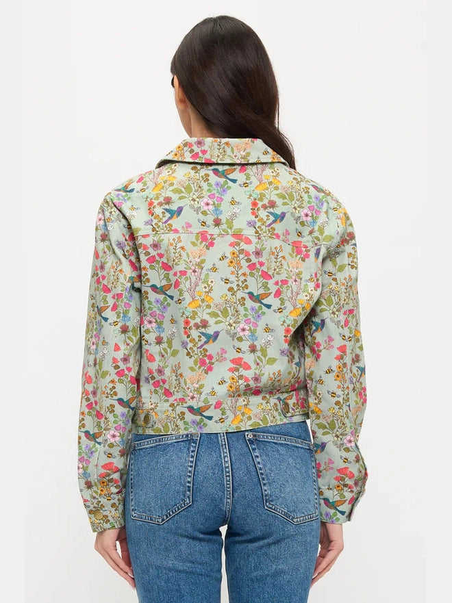 SM-Jacket Green Floral Hummingbird Print&nbsp; Women's SM26082
