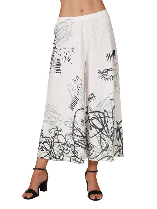 Inoah-Pants&nbsp; White Wide Leg Waffle Textured Classical Meow-Lody &nbsp;B217wk

95% Polyester

5 % Spandex