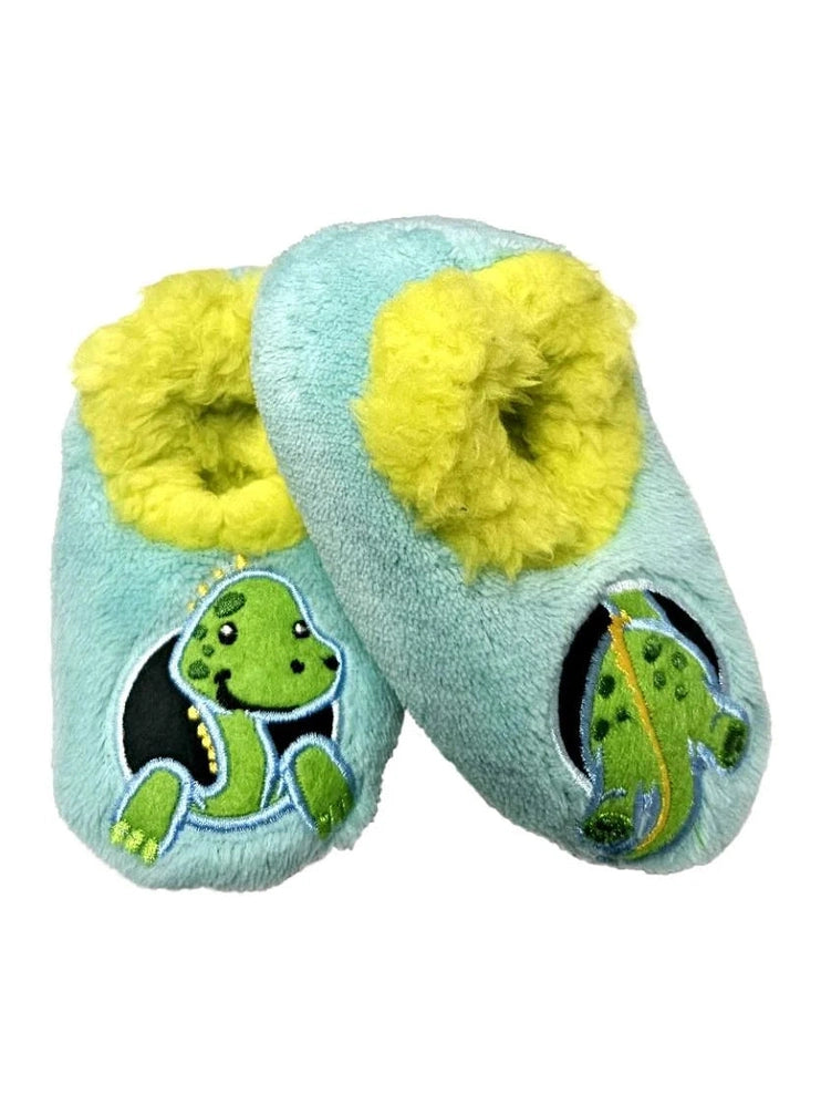 Slippers Turquoise/Green Dinosaur Baby Non Skid Soles  bapp-dino