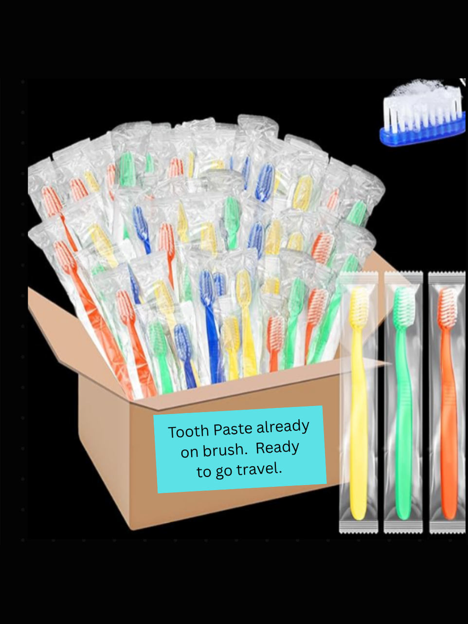 Travel Tooth Brushes Prepasted & Prepacked