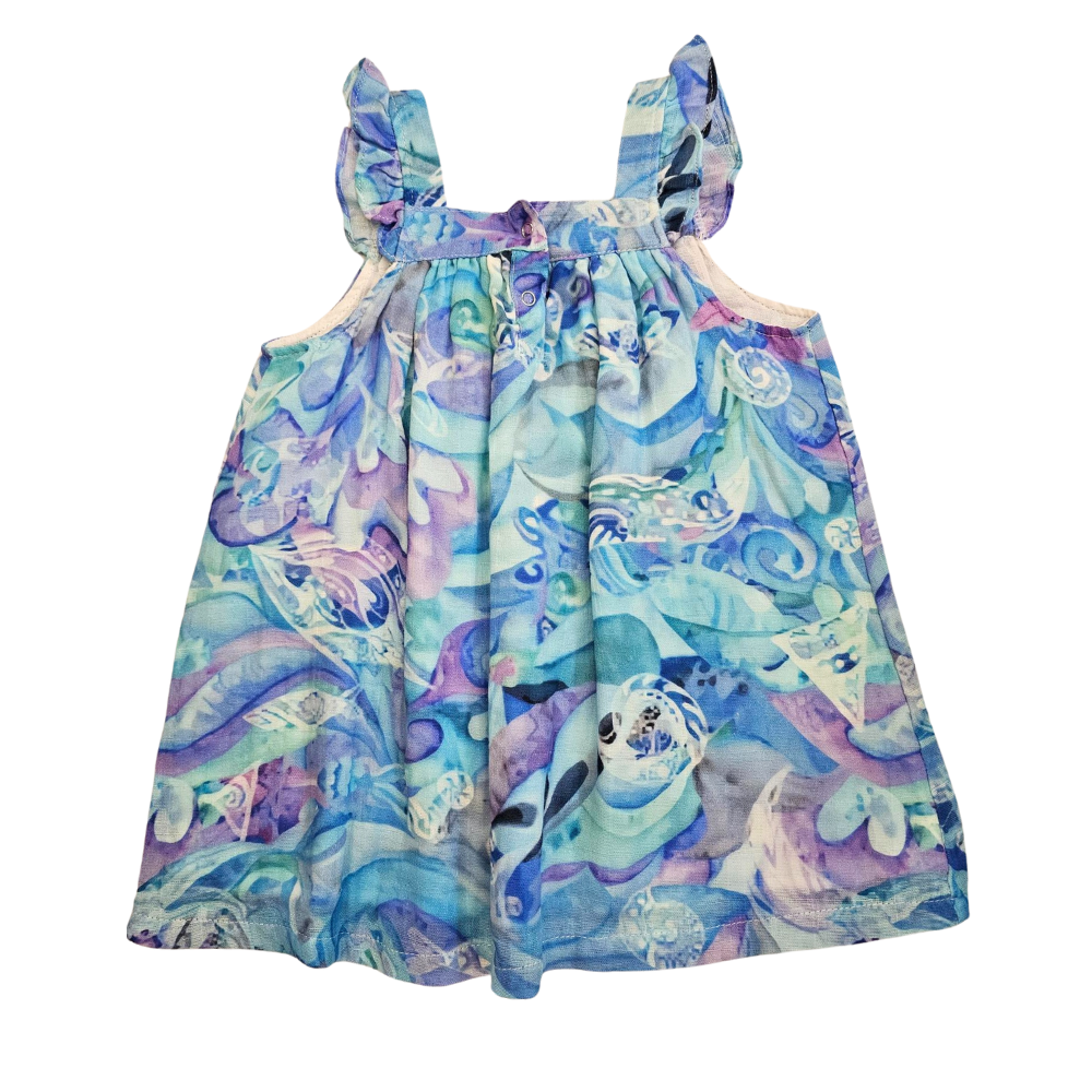 Dress Blue Lagoon - 100 % Gauze / Cotton - Blues, Pinks, Purples - Toddler - BLULAG240 