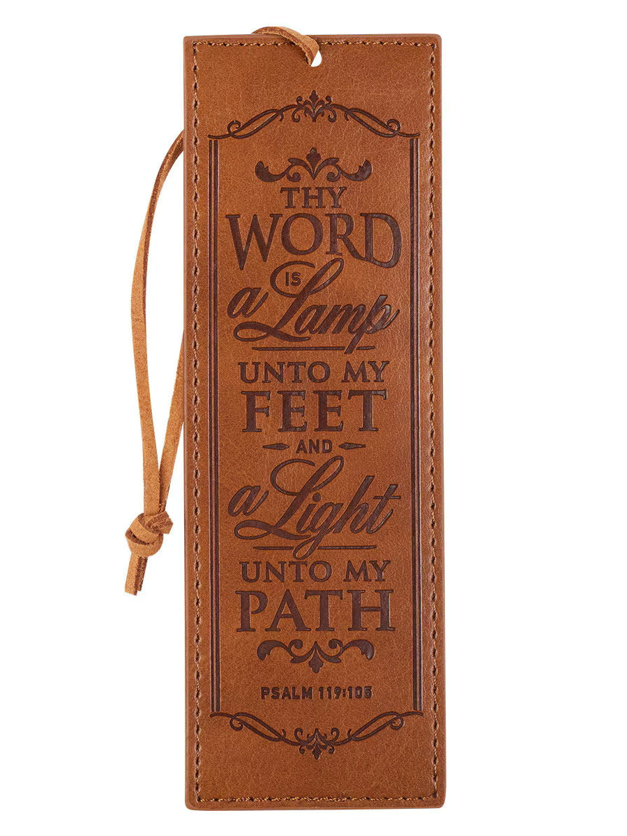 Christian Art-Bookmark&nbsp; PS.119:105 Thy Word Is A Lamp Faux Leather Bmf134