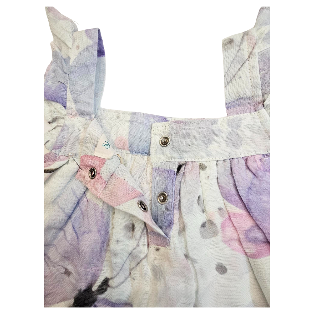 Dress Butterfly Kisses - 100 % Gauze / Cotton - White Pink Purple Butterfly - BUTKIS240 