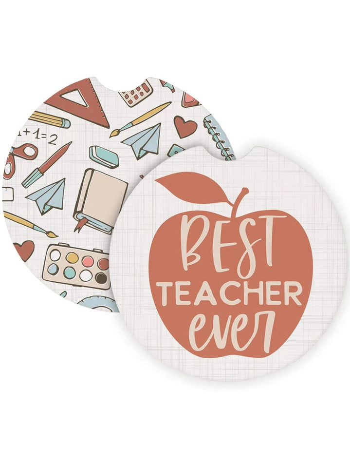 Car Coaster Best Teacher Ever 2Pk﻿ Cars1019