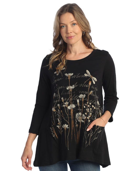 Jess & Jane CS4-1879  - Women's Campo Slub Patched Pockets Tunic - Black 