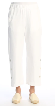 Jess & Jane - WK13 WHITE - Women's Crop Pants with Pockets - Cotton Span Jersey 