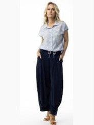 Pants Black Elastic 2 button Leg Cuff Trim Waist 2 Pocket  646-2400
