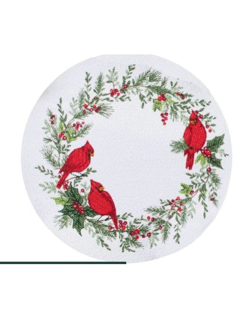 Placemat Braided Christmas Winter Cardinal 14.5" H7104