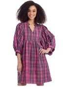 Dress Shipley Pink Plaid Puff Sleeves Women's 85000278pk
