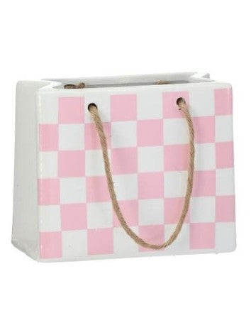 Planter Pink/White Purse 5.5" Terracotta Mt26724