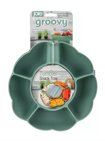 Snack Tray  Sip And Snack  Mint Color  Flexible 5 Compartment 12923 