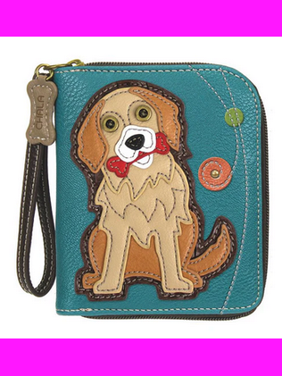 Zip Around Wallet  Turquoise Golden Retriever  839GV7 