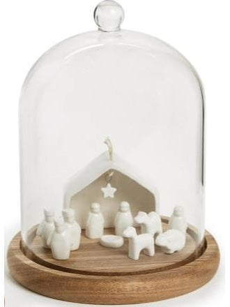 Glass Cloche With Ball Handle And Wooden Base Large   54737-20