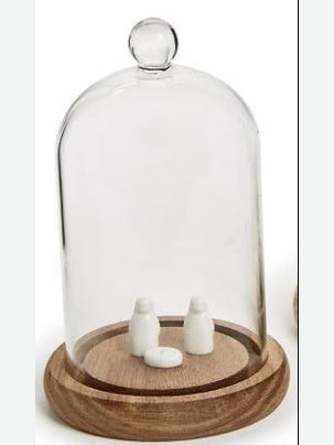 Two's Company- Glass Cloche With Ball Handle And Wooden Base Small&nbsp; &nbsp;54737-2