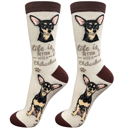 Black Chihuahua-Life Is Good-Unisex-Socks 