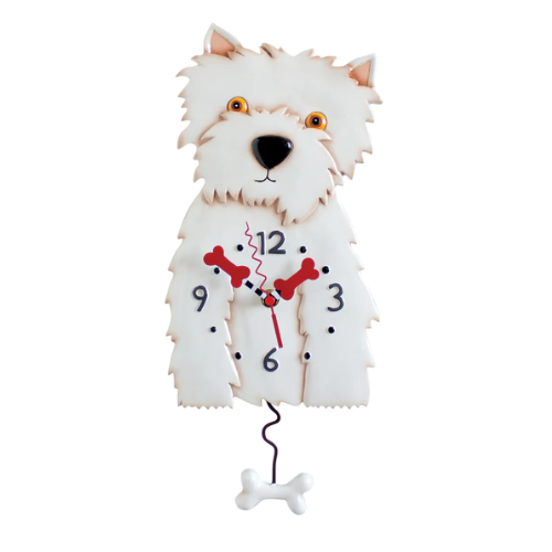 Wall Clock   Dog  Westie White    P1328 